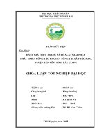 Đánh giá thực trạng và đề xuất giải pháp phát triển công tác khuyến nông tại xã Phúc Sơn  huyện Tân Yên  tỉnh Bắc Giang (Khóa luận tốt nghiệp)