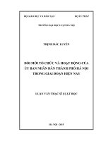 Đổi mới tổ chức và hoạt động của Ủy ban Nhân dân thành phố Hà Nội trong giai đoạn hiện nay