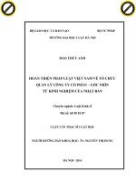 Hoàn thiện pháp luật việt nam về tổ chức quản lý công ty cổ phần   góc nhìn từ kinh nghiệm của nhật bản