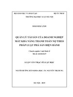Quản lý tài sản của doanh nghiệp mất khả năng thanh toán nợ theo pháp luật phá sản hiện hành