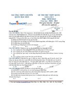 ĐỀ THI THỬ THPT QUỐC GIA MÔN SINH HỌC  CÓ GIẢI CHI TIẾT truong THPT chuyen quoc hoc hue   lan 1