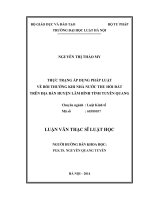 Thực trạng áp dụng pháp luật về bồi thường khi nhà nước thu hồi đất trên địa bàn huyện lâm bình tỉnh tuyên quang  