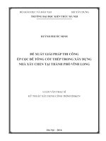 Đề xuất giải pháp thi công ép cọc bê tông cốt thép trong xây dựng nhà xây chen tại thành phố Vĩnh Long