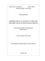 Khởi kiện, thụ lý vụ án dân sự và thực tiễn thực hiện tại Tòa án nhân dân quận Đống Đa