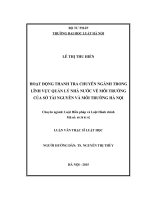 Hoạt động thanh tra chuyên ngành trong lĩnh vực quản lý nhà nước về môi trường của Sở Tài nguyên và Môi trường Hà Nội