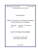 Nhiệm vụ, quyền hạn của Viện Kiểm sát trong giai đoạn điều tra vụ án hình sự