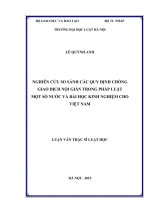 Nghiên cứu so sánh các quy định chống giao dịch nội gián trong pháp luật một số nước và bài học kinh nghiệm cho Việt Nam