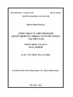 Công nhận và cho thi hành quyết định của trọng tài nước ngoài tại việt nam  
