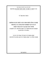 Chính sách thúc đẩy đổi mới công nghệ trong các doanh nghiệp sản xuất thủy hải sản tại Quảng Ninh ( Nghiên cứu trường hợp các nhóm doanh nghiệp tại huyện Vân Đồn)