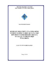 DĐÁNH GIÁ NHẬN THỨC của CỘNG ĐỒNG về PHÂN VI SINH và HIỆU QUẢ của VIỆC bón PHÂN BIOGRO CHO lúa ở CAI lậy và PHỤNG HIỆP VÙNG ĐỒNG BẰNG SÔNG cửu LONG 