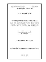 Pháp luật về kiểm soát thỏa thuận hạn chế cạnh tranh trong hoạt động nhượng quyền thương mại ở Việt Nam