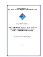 CHỌN GIỐNG lúa NGẮN NGÀY, NĂNG SUẤT CAO, CHẤT LƯỢNG gạo tốt CHO VÙNG PHÙ SA NGẬP lũ ở ĐỒNG BẰNG SÔNG cửu LONG vụ hè THU 2010 
