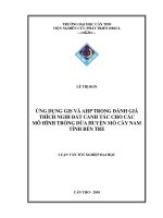 ỨNG DỤNG GIS và AHP TRONG ĐÁNH GIÁ THÍCH NGHI đất CANH tác CHO các mô HÌNH TRỒNG dứa HUYỆN mỏ cày NAM TỈNH bến TRE 