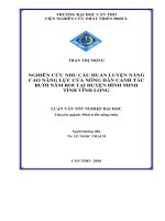 NGHIÊN cứu NHU cầu HUẤN LUYỆN NÂNG CAO NĂNG lực của NÔNG dân CANH tác bưởi năm ROI tại HUYỆN BÌNH MINH TỈNH VĨNH LONG 