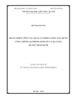 Hoàn thiện công tác quản lý khối lượng xây dựng công trình tại Phong Kinh tế và hạ tầng huyện Tháp Mười