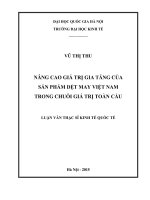 Nâng cao giá trị gia tăng của sản phẩm dệt may Việt Nam trong chuỗi giá trị toàn cầu