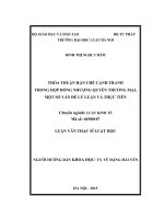 Thỏa thuận hạn chế cạnh tranh trong hợp đồng nhượng quyền thương mại - Một số vấn đề lý luận và thực tiễn