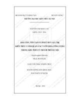 Bảo tồn, tôn tạo và phát huy giá trị kiến trúc cảnh quan các vườn hoa công cộng trong khu phố cũ thành phố Hà Nội