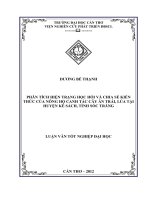 PHÂN TÍCH HIỆN TRẠNG học hỏi và CHIA sẻ KIẾN THỨC của NÔNG hộ CANH tác cây ăn TRÁI, lúa tại HUYỆN kế SÁCH, TỈNH sóc TRĂNG 