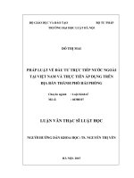 Pháp luật về đầu tư trực tiếp nước ngoài tại Việt Nam và thực tiễn áp dụng trên địa bàn thành phố Hải Phòng