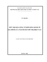 Mức độ hài lòng về đời sống kinh tế gia đình của người dân đô thị hiện nay
