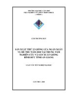 SẢN XUẤT THỬ 12 GIỐNG lúa NGẮN NGÀY vụ hè THU năm 2010 tại TRUNG tâm NGHIÊN cứu và sản XUẤT GIỐNG BÌNH đức TỈNH AN GIANG 