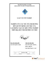 NGHIÊN cứu các yếu tố ẢNH HƯỞNG đến QUYẾT ĐỊNH làm VIỆC của LAO ĐỘNG tại các KHU CÔNG NGHIỆP TRÊN địa bàn THÀNH PHỐ cần THƠ (2) 