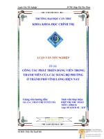 CÔNG tác PHÁT TRIỂN ĐẢNG VIÊN TRONG THANH NIÊN của các ĐẢNG bộ PHƯỜNG ở THÀNH PHỐ VĨNH LONG HIỆN NAY 