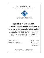 NGHIÊN cứu các NHÂN tố ẢNH HƯỞNG đến QUYẾT ĐỊNH MUA sản PHẨM MANG NHÃN HÀNG RIÊNG của SIÊU THỊ BIG c TRƯỜNG hợp NGƯỜI TIÊU DÙNG ở cần THƠ 