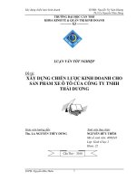 XÂY DỰNG CHIẾN lược KINH DOANH CHO sản PHẨM XE ô tô của CÔNG TY TNHH THÁI DƯƠNG 