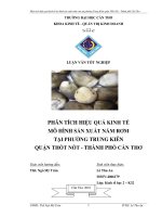 PHÂN TÍCH HIỆU QUẢ KINH tế mô HÌNH sản XUẤT nấm rơm tại PHƯỜNG TRUNG KIÊN QUẬN THỐT nốt   THÀNH PHỐ cần THƠ 