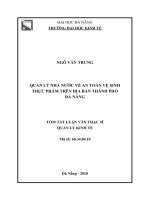 Quản lý nhà nước về an toàn vệ sinh thực phẩm trên địa bàn thành phố đà nẵng (tt) 