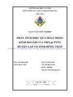 PHÂN TÍCH HIỆU QUẢ HOẠT ĐỘNG KINH DOANH của NHNN và PTNT HUYỆN lấp vò TỈNH ĐỒNG THÁP 