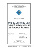 Đánh giá mức độ hài lòng củasinh viên trường đại học cần thơđối với dịch vụ di độngviettel 