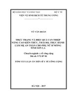 Thực trạng và hiệu quả can thiệp nâng cao kiến thức, thái độ, thực hành làm mẹ an toàn cho phụ nữ hmông tỉnh sơn la (tt) 