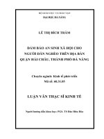 Đảm bảo an sinh xã hội cho người dân nghèo trên địa bàn quận hải châu, thành phố đà nẵng