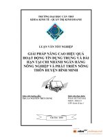 GIẢI PHÁP NÂNG CAO HIỆU QUẢ HOẠT ĐỘNG tín DỤNG TRUNG và dài hạn tại CHI NHÁNH NGÂN HÀNG NÔNG NGHIỆP và PHÁT TRIỂN NÔNG THÔN HUYỆN BÌNH MINH 