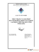 THỰC TRẠNG và GIẢI PHÁP đẩy MẠNH HOẠT ĐỘNG XUẤT KHẨU LAO ĐỘNG TRÊN địa bàn TỈNH VĨNH LONG 