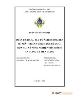 PHÂN TÍCH các yếu tố ẢNH HƯỞNG đến sự PHÁT TRIỂN VỮNG MẠNH của các hợp tác xã NÔNG NGHIỆP TIÊU BIỂU ở AN GIANG và TIỀN GIANG 