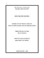 Nghiên cứu kỹ thuật canh tác cho lúa nếp cạn đặc sản tại tỉnh hà giang (tt) 