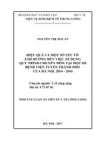 Hiệu quả và một số yếu tố ảnh hưởng đến việc áp dụng quy trình chuyên môn tại một số bệnh viện tuyến thành phố của hà nội, 2014  2016  TT