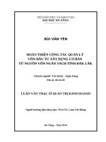 Hoàn thiện công tác quản lý vốn đầu tư XDCB từ nguồn vốn ngân sách tỉnh đăk lăk