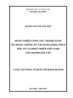 Hoàn thiện công tác thanh toán tín dụng chứng từ tại Ngân hàng thương mại cổ phần Đầu tư và phát triển Việt Nam - Chi nhánh Hải Vân