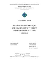 PHÂN TÍCH kết QUẢ HOẠT ĐỘNG KINH DOANH tại CÔNG TY cổ PHẦN CHẾ BIẾN THỦY sản XUẤT KHẨU MINH hải 
