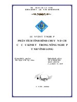 PHÂN TÍCH TÌNH HÌNH CHUYỂN DỊCH cơ cấu KINH tế TRONG NÔNG NGHIỆP TỈNH VĨNH LONG 