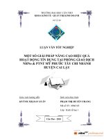 MỘT số GIẢI PHÁP NÂNG CAO HIỆU QUẢ HOẠT ĐỘNG tín DỤNG tại PHÒNG GIAO DỊCH NGÂN HÀNG NÔNG NGHIỆP và PHÁT TRIỂN NÔNG THÔN mỹ PHƯỚC tây CHI NHÁNH HUYỆN CAI lậy 