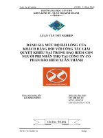 ĐÁNH GIÁ mức độ hài LÒNG của KHÁCH HÀNG đối với CÔNG tác GIẢI QUYẾT KHIẾU nại TRONG bảo HIỂM CON NGƯỜI PHI NHÂN THỌ tại CÔNG TY cổ PHẦN bảo HIỂM XUÂN THÀNH 