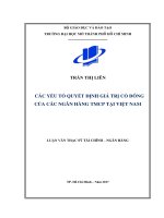 các yếu tố quyết định giá trị cổ đông của các ngân hàng tmcp tại việt nam 