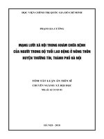 Mạng lưới xã hội trong khám chữa bệnh của người trong độ tuổi lao động ở nông thôn huyện thường tín, thành phố hà nội (tt) 