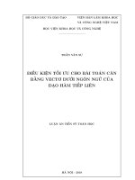 Điều kiện tối ưu cho bài toán cân bằng vecto dưới ngôn ngữ của đạo hàm tiếp liên 